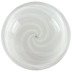 Fulvio Bianconi Venini Murano Bone White Optic Swirl Italienische Kunstglasschale