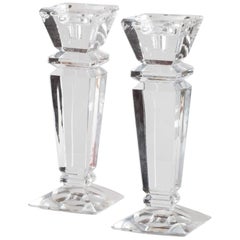 Set of Two Scandinavian Design Crystal Candleholders, Sweden, circa 1950