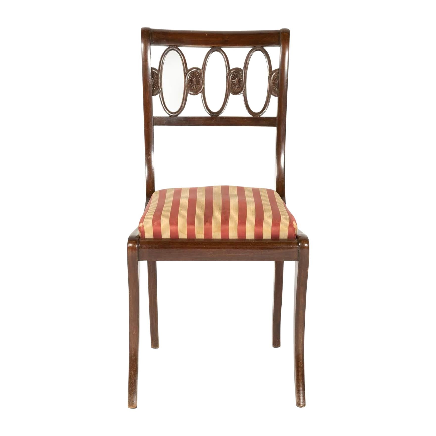 Fine Set of Four Mahogany Chairs, Italy, circa 1950 For Sale