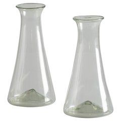Primitive Hand Blown Glass Bottles Set of Two, Italy, circa 1700