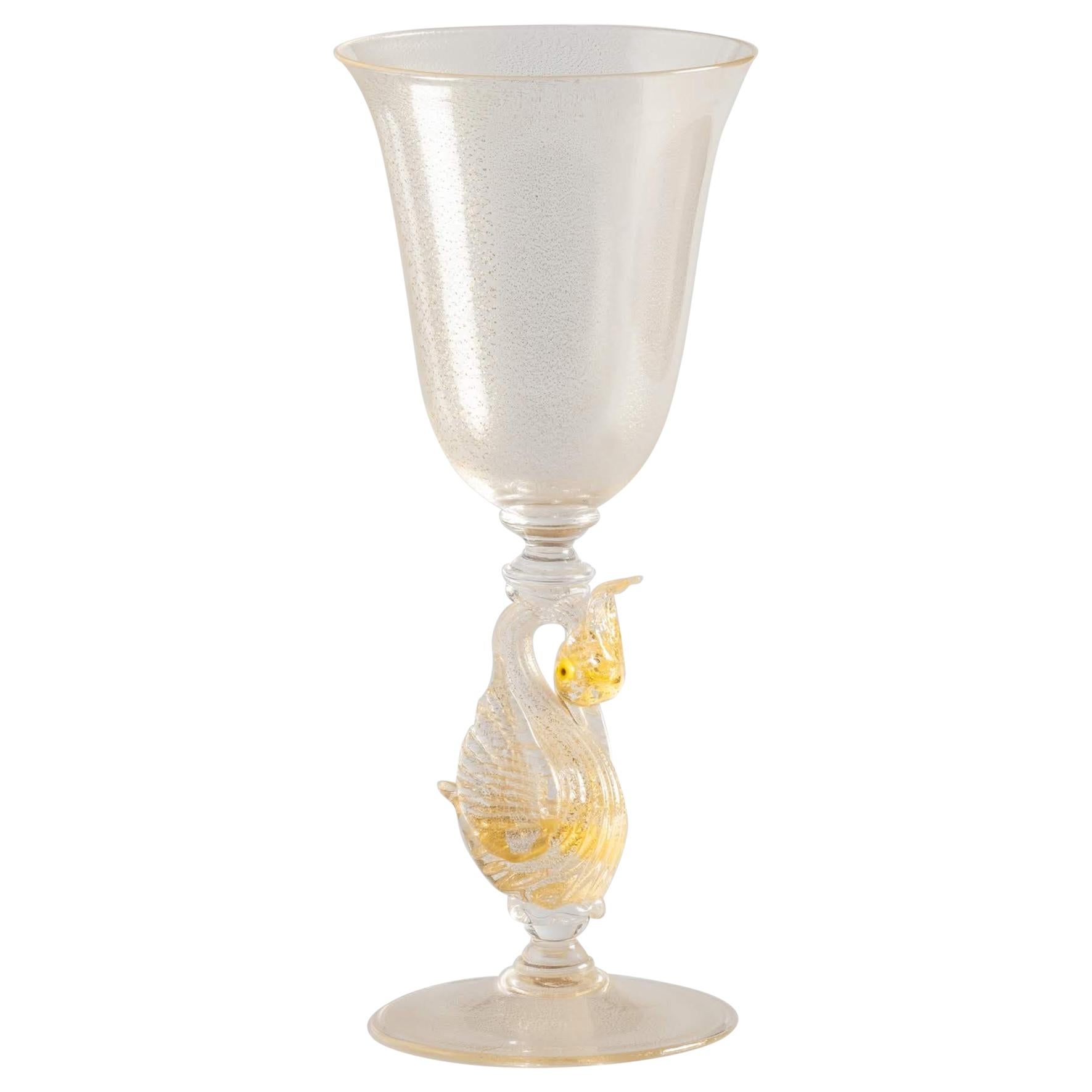 Murano Glass Swan Decorated Wine Glass, Italy, circa 1970 For Sale