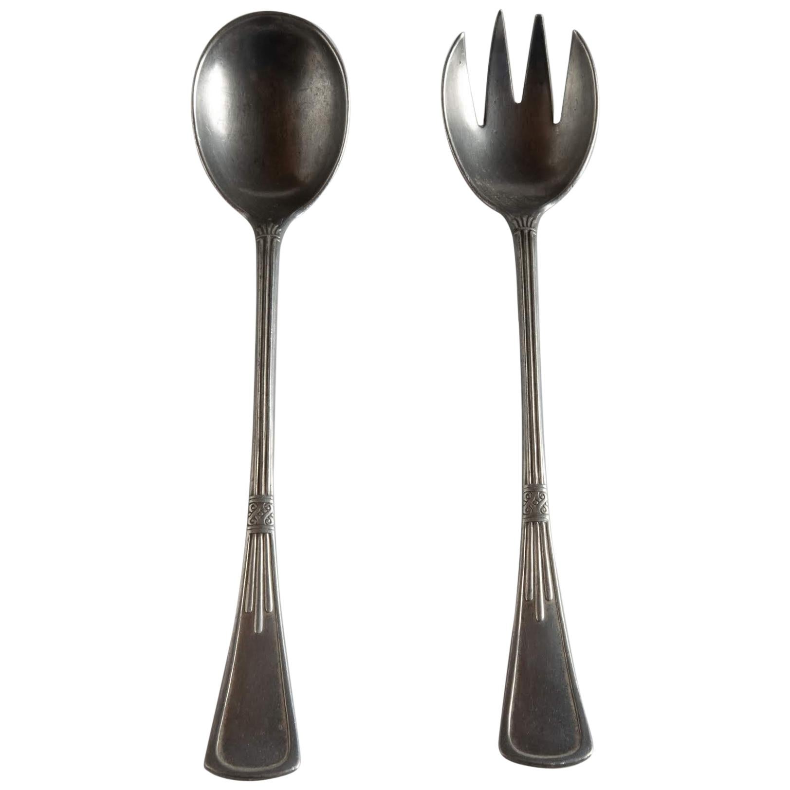 Salad Alpacca Silverware Set, Italy, Early 1800 For Sale