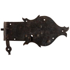 Antique Primitive Decorative Hand Wrought Iron Lock, Italy, circa 1600