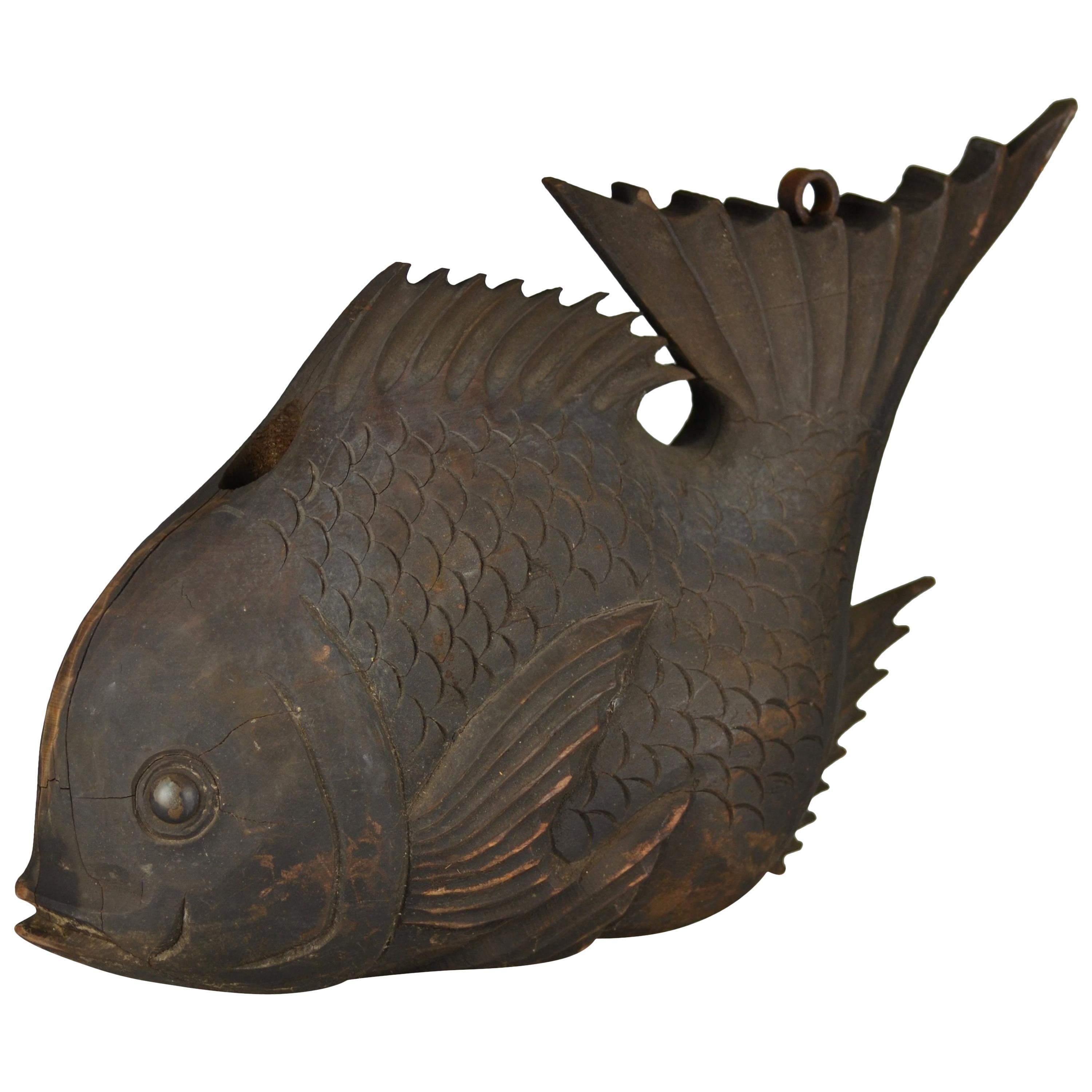 Edo Period Counterbalance for a Traditional Kettle Hook in Shape of a Sea Bream For Sale
