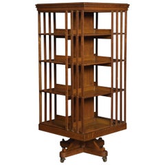 Antique Large Oak Revolving Bookcase