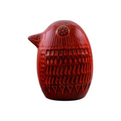 Rare Mari Simmulson for Upsala Ekeby, Figure of Bird, Red Glazed Ceramic