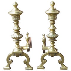 Large English Victorian Andirons or Firedogs