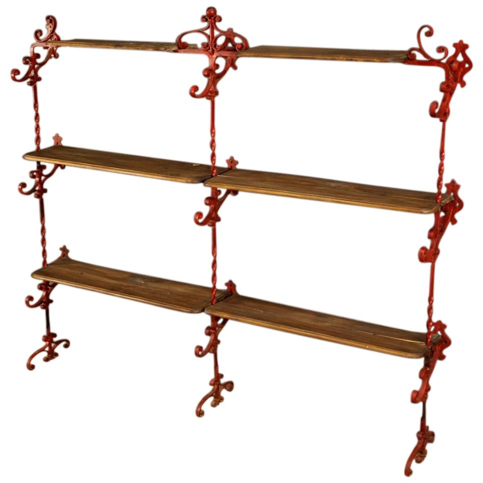 20th Century Red Iron and Wooden Shelves French Étagère, 1960