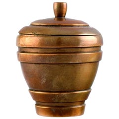 Cawa Art Deco Lidded Jar in Bronze circa 1940 Danish Design
