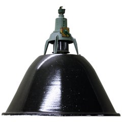 Large Black Enamel Factory Lights, 1950s, Russia