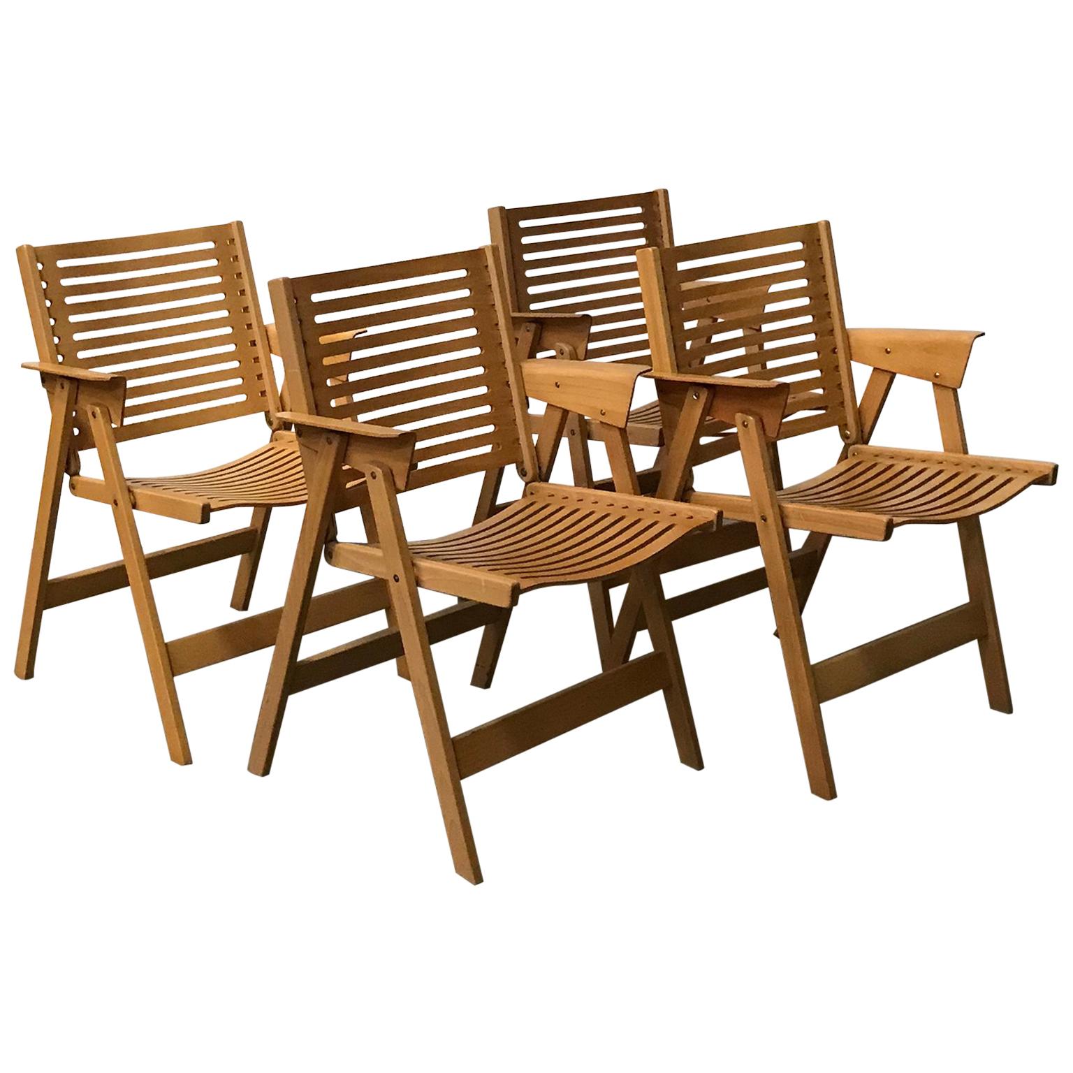 1952, Nico Kralj, Set of Wooden Folding Dining Chairs