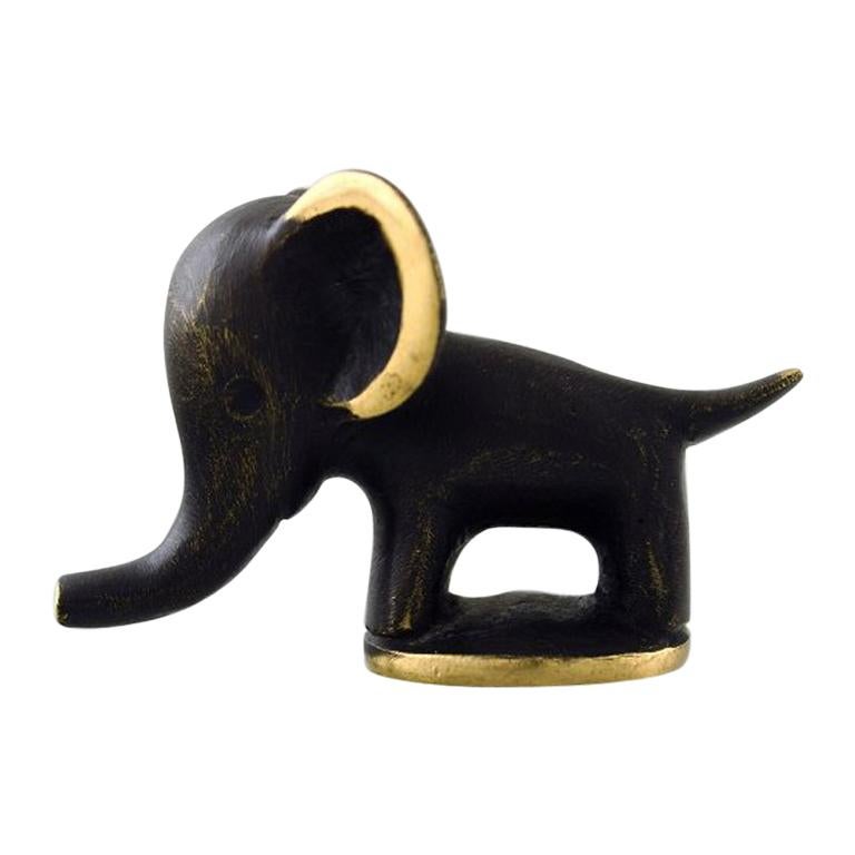 Walter Bosse, for Herta Baller, "Black Gold Line" Elephant in Bronze, 1950s For Sale