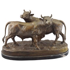 Vache avec taureau Bronze d'après des modèles de Bonheur:: Isidore 1827-1901