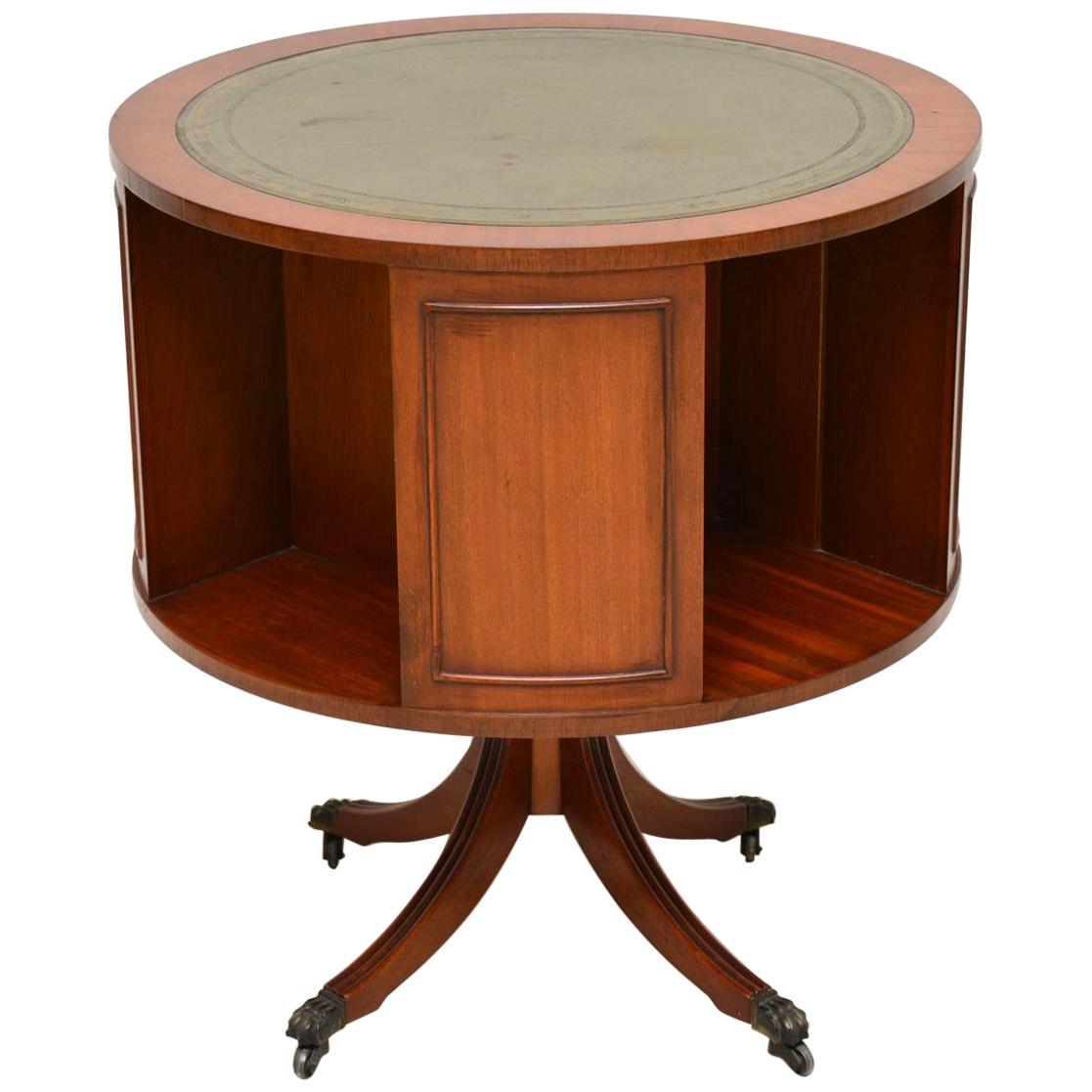 Antique Regency Style Mahogany & Leather Drum Table