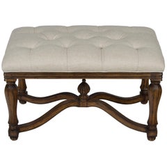Henry IV Style Small Upholstered Bench Stool Ottoman