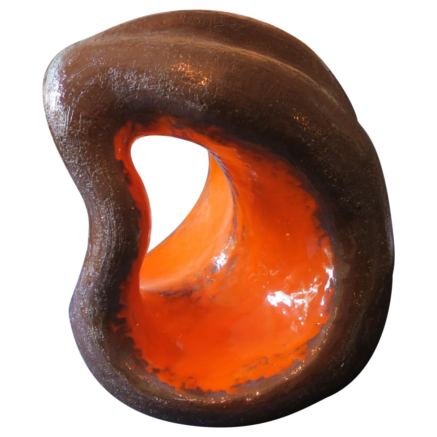 Signed Ceramic Abstract Sculpture 1970 For Sale