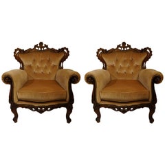 Pair of Baroque Armchairs Chairs in Louis XV