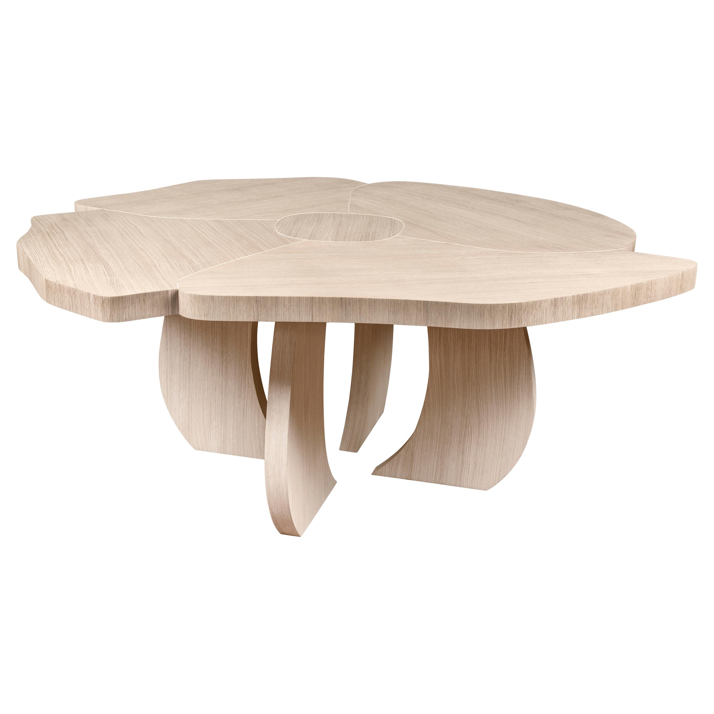 Table Andy en forme de fleur, bois de chêne brossé, Italie