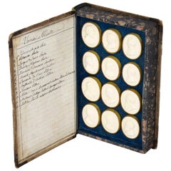 Set 24 Book Framed Plaster Grand Tour Intaglios Emperors Artists 19th Century