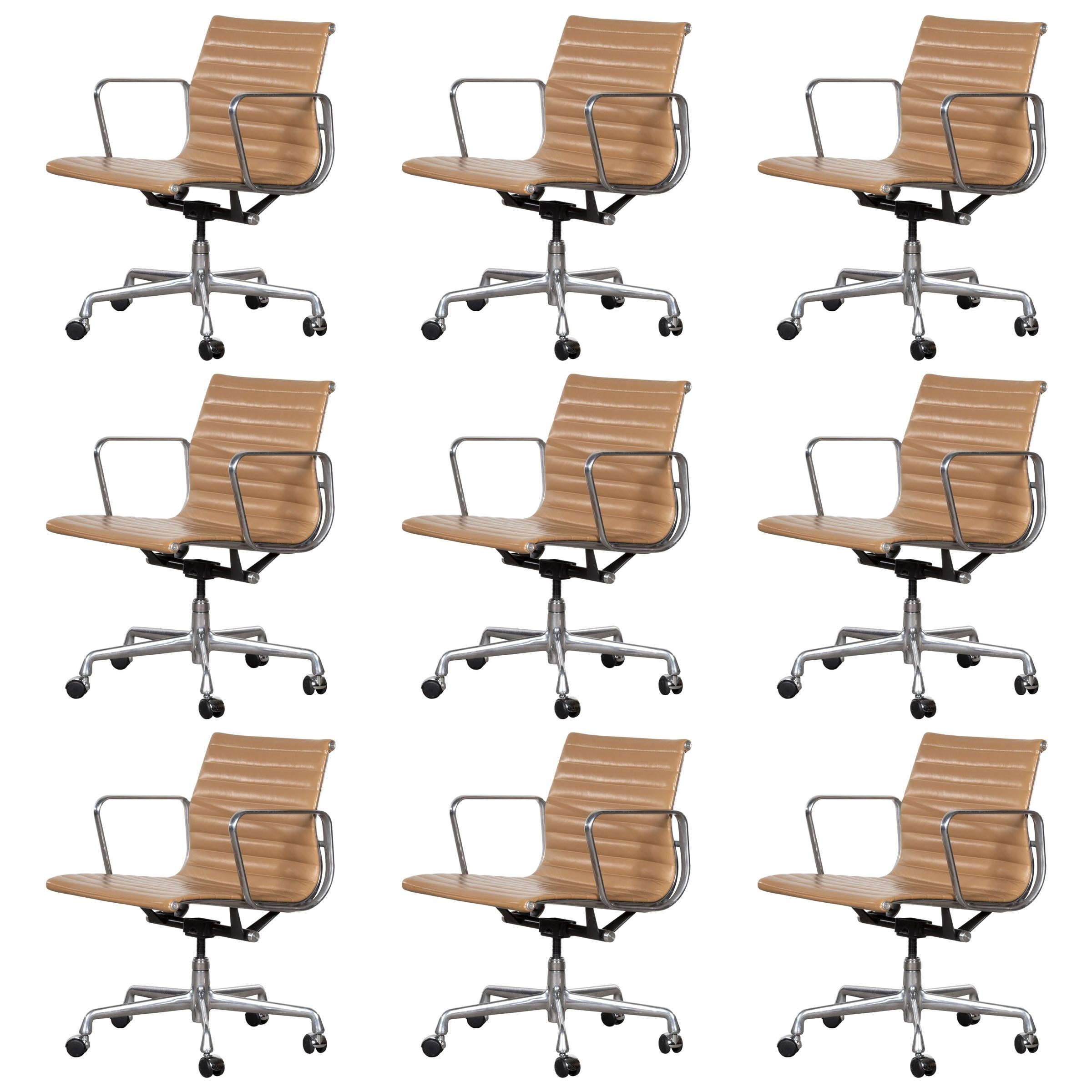 Multiple Eames Management Office Chair in Cognac Leather for Herman Miller