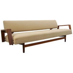 Rob Parry "Doublet" Daybed Canapé en teck/tissu pour Gelderland:: Pays-Bas:: 1958