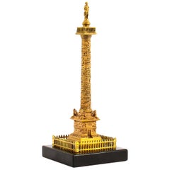 Antique French Grand Tour Miniature Bronze Model of Vendome Column, 19th Century
