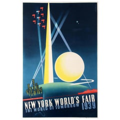 Original Vintage Art Deco Poster New York World's Fair Ft Modernist Architecture