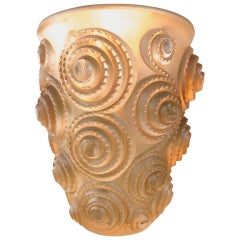 Spirales Sepia-Color Art Deco Glass Vase from René Lalique Designed in 1930