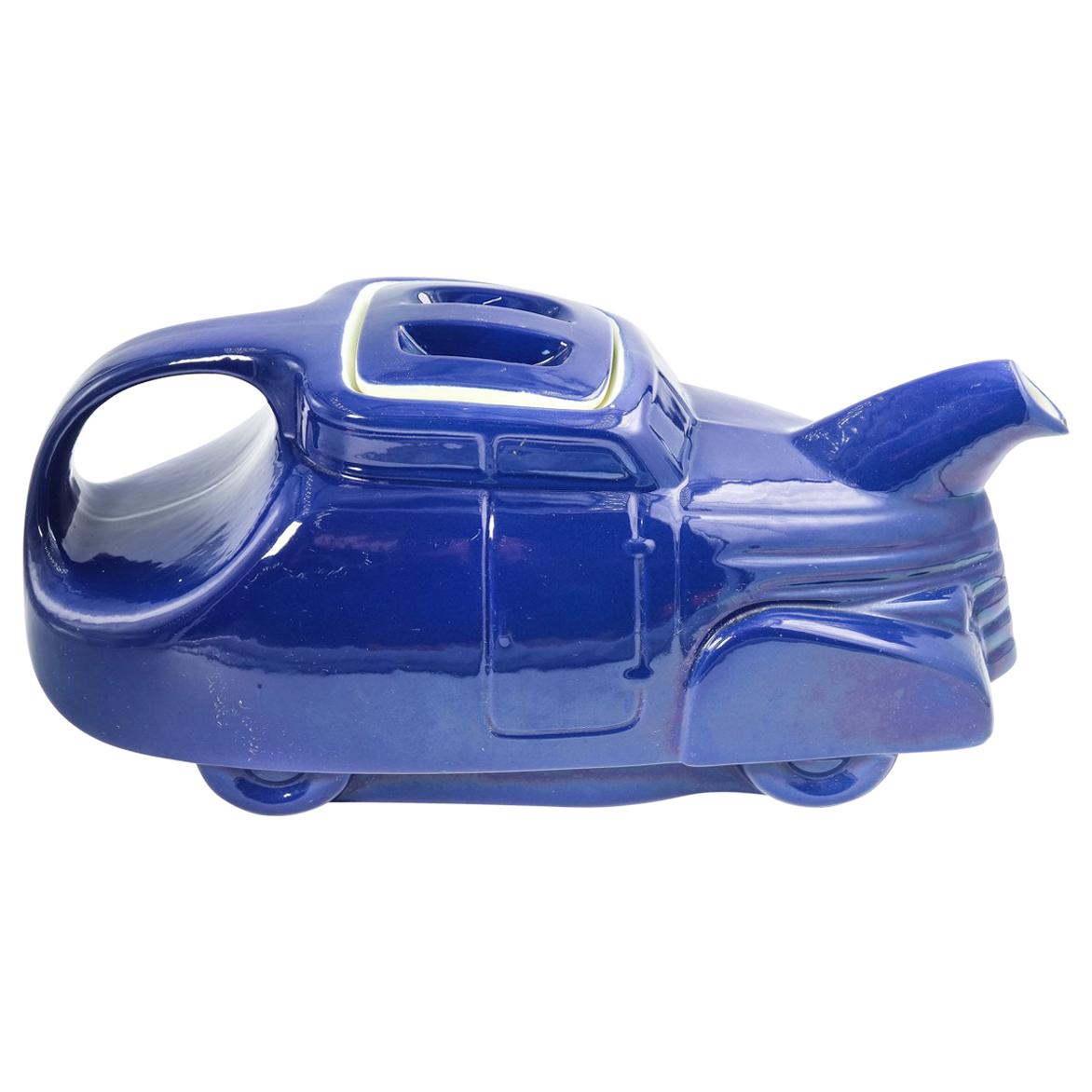 Automobile Teapot in Royal Blue by Hall, circa 1930s For Sale