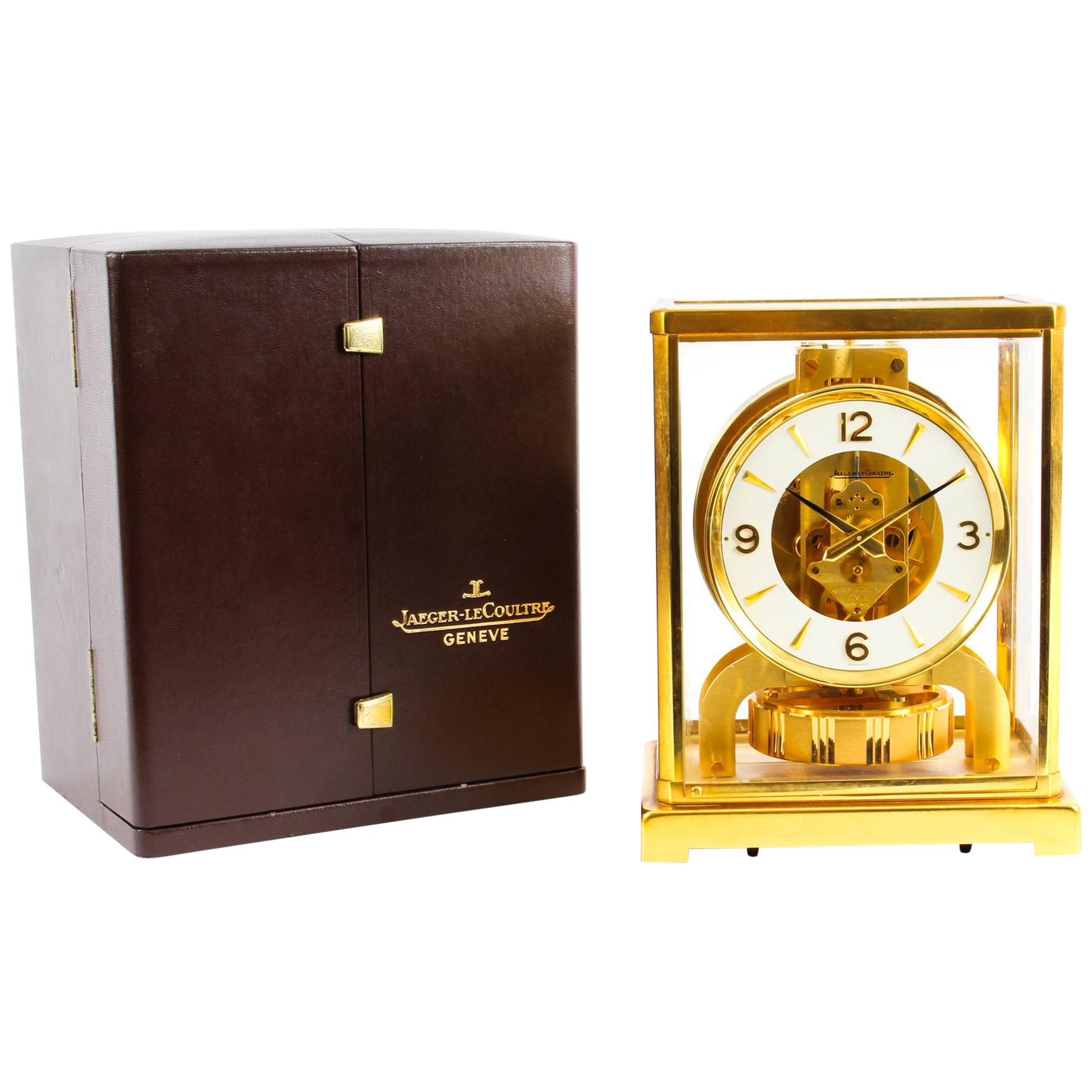 Vintage Atmos Jaeger LeCoultre Perpetual Mantle Clock Box & Papers 20th Century