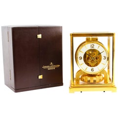 Used Atmos Jaeger LeCoultre Perpetual Mantle Clock Box & Papers 20th Century