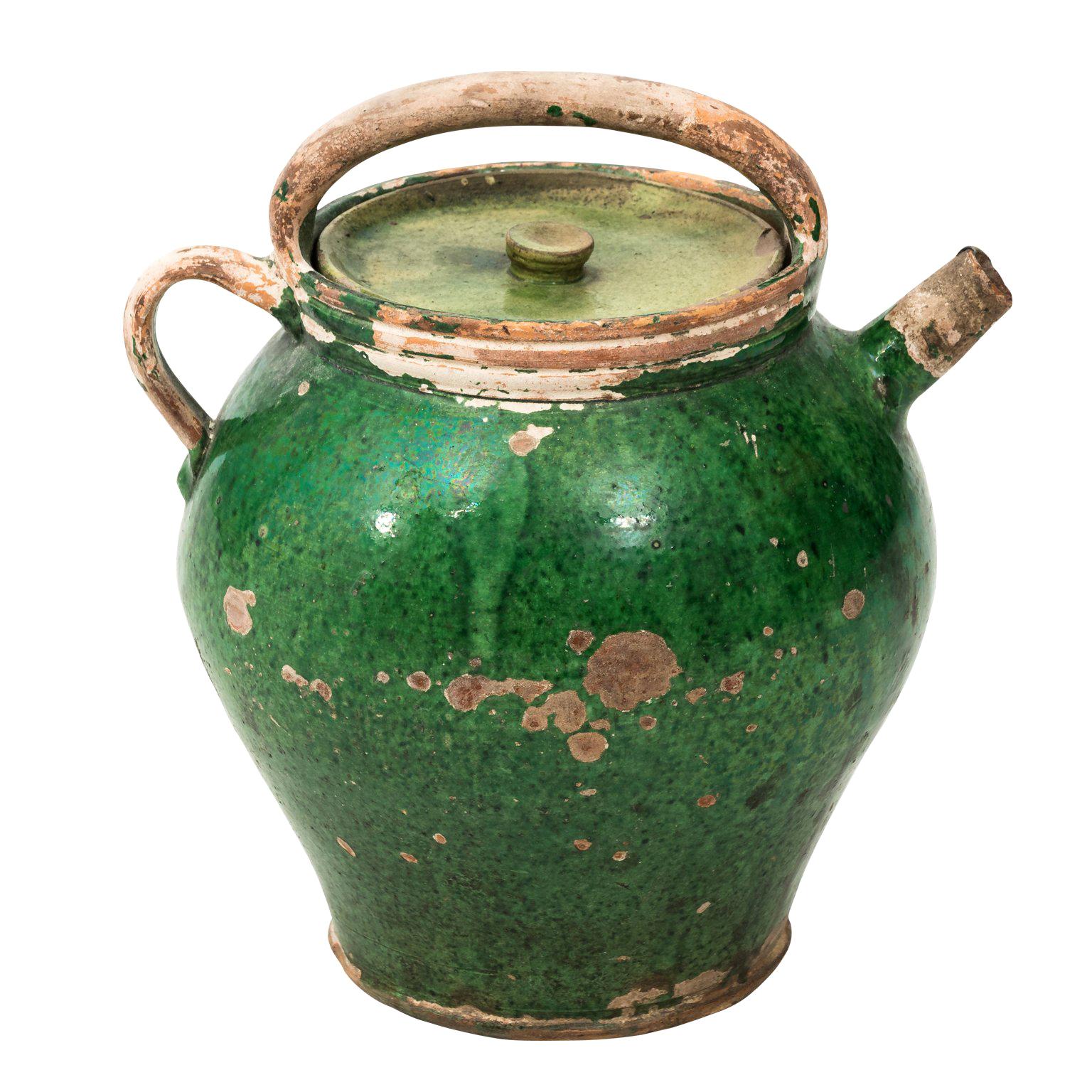 19th Century Green Painted French Confit Jug
