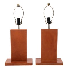 Pair of Modern Leather Wrapped Table Lamps, circa 2000