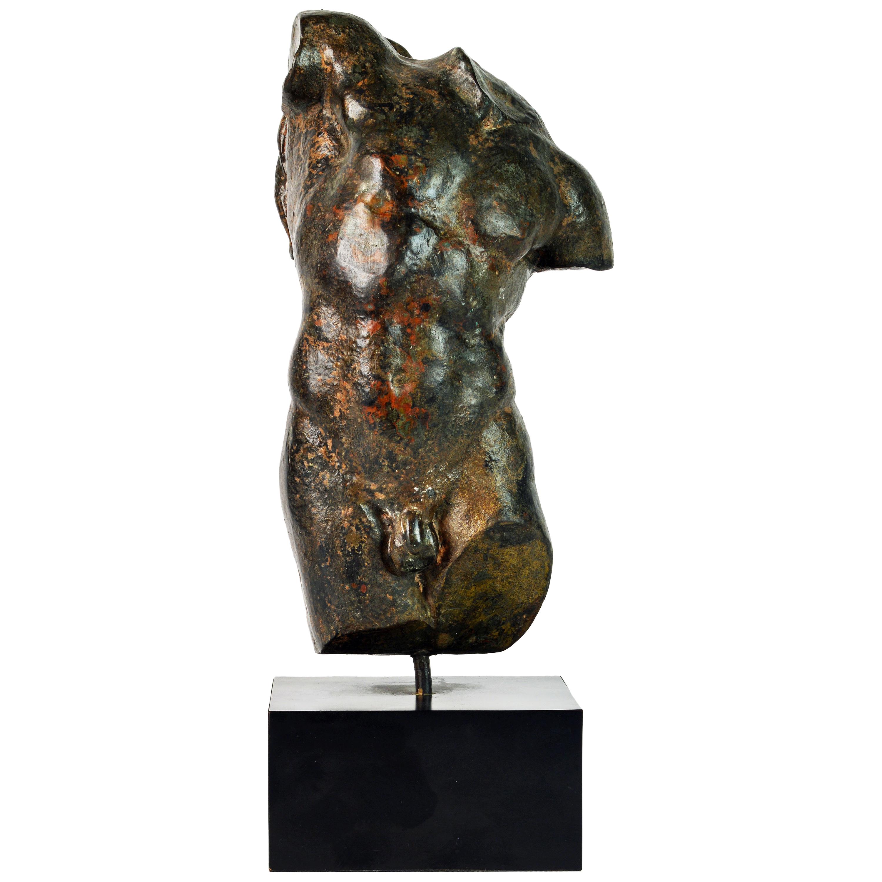 Dramatic 20th Century Male Nude Torso Sculpture after the Antique