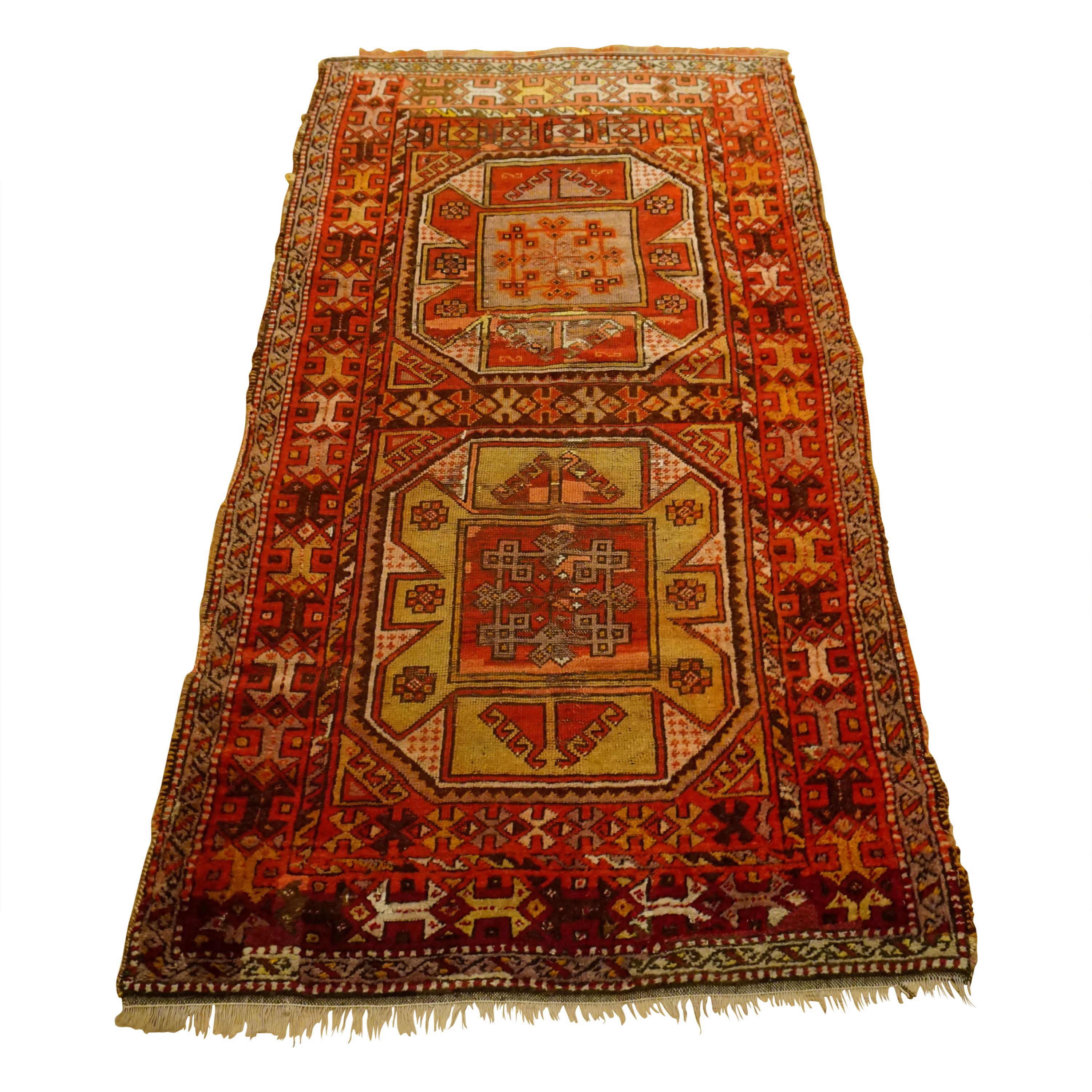 Antique Art Deco Turkish Carpet Anatolia Yürük For Sale