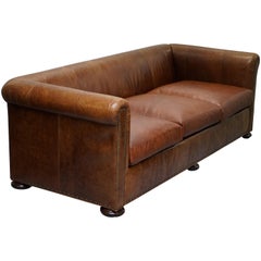 Grand canapé contemporain Lillian August en cuir brun à trois ou quatre places
