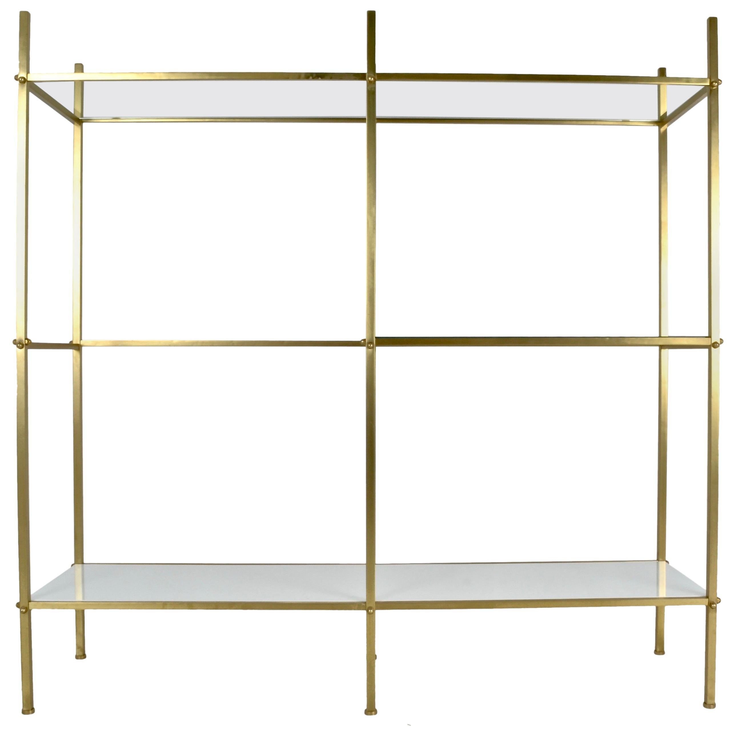 Brass Etagere with Glass Shelves, 1970s