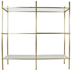 Brass Etagere with Glass Shelves, 1970s