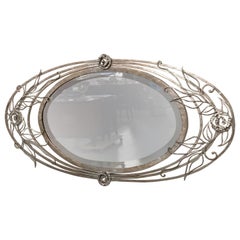 French Art Deco Geometric and Floral Wall Mirror