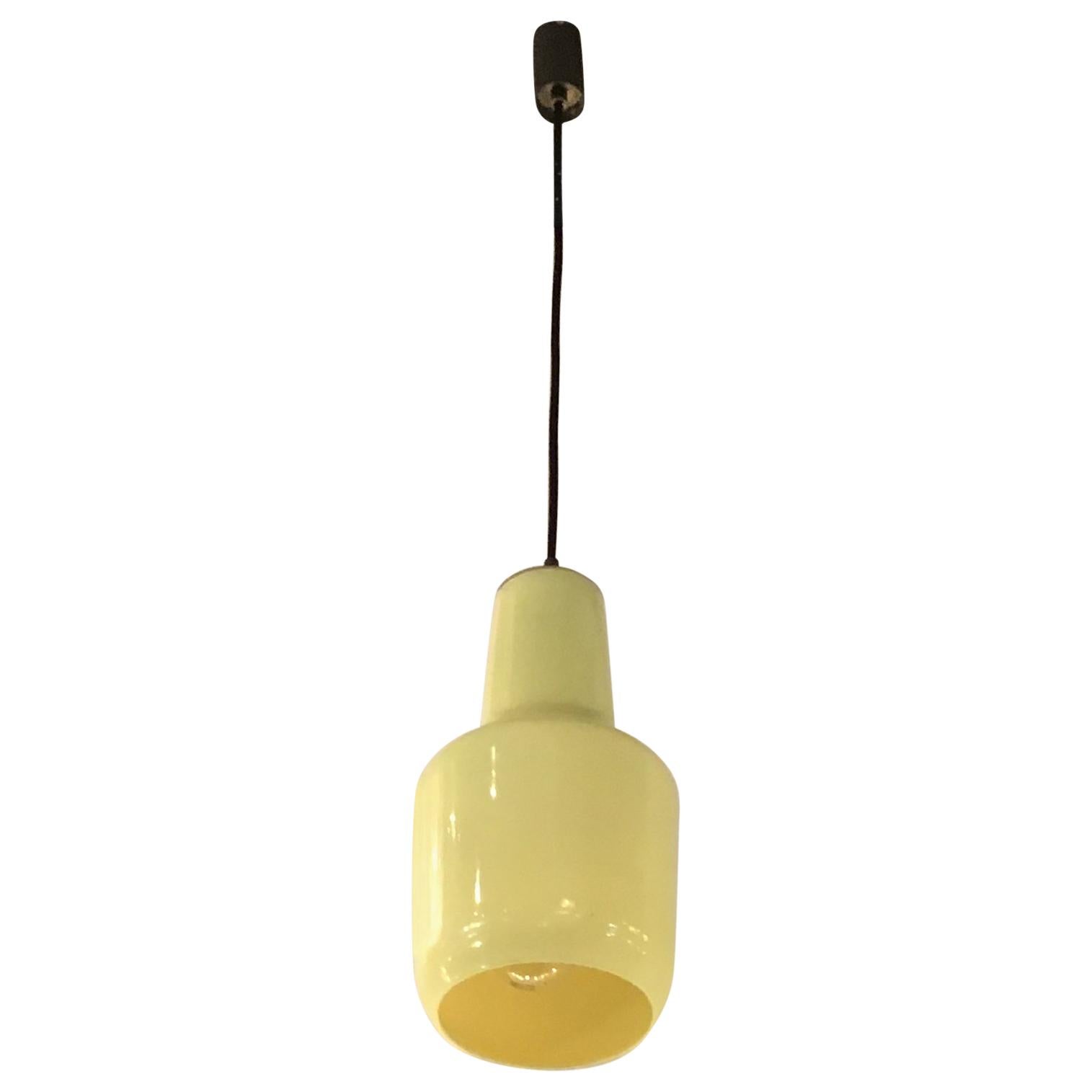 Venini Chandelier Yellow Glass Iron Brass, 1955, Italy For Sale