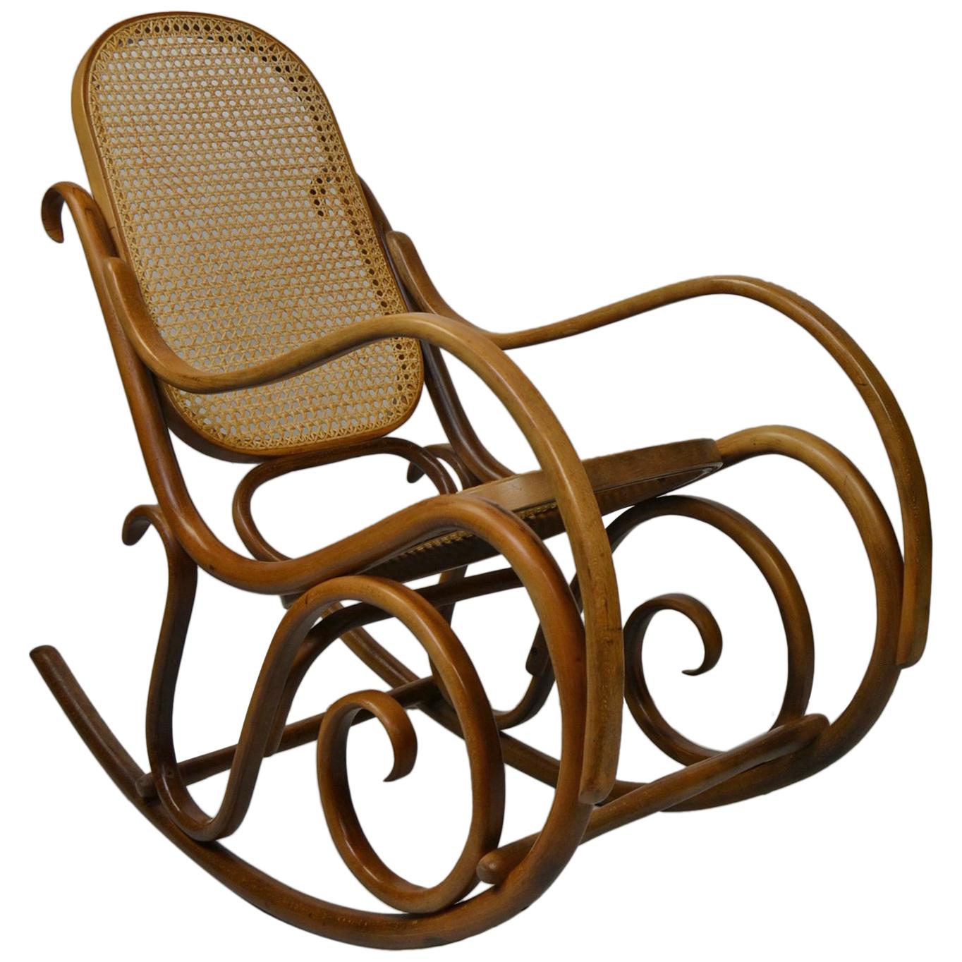 Bentwood and Cane Rocking Chair, Thonet Style