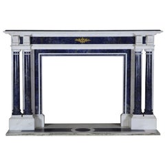 Blue and White Statuary Marble Used Fireplace Surround