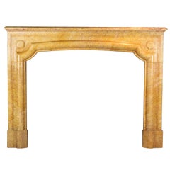 Louis XIV Style French Antique Fireplace Surround in Yellow Marble