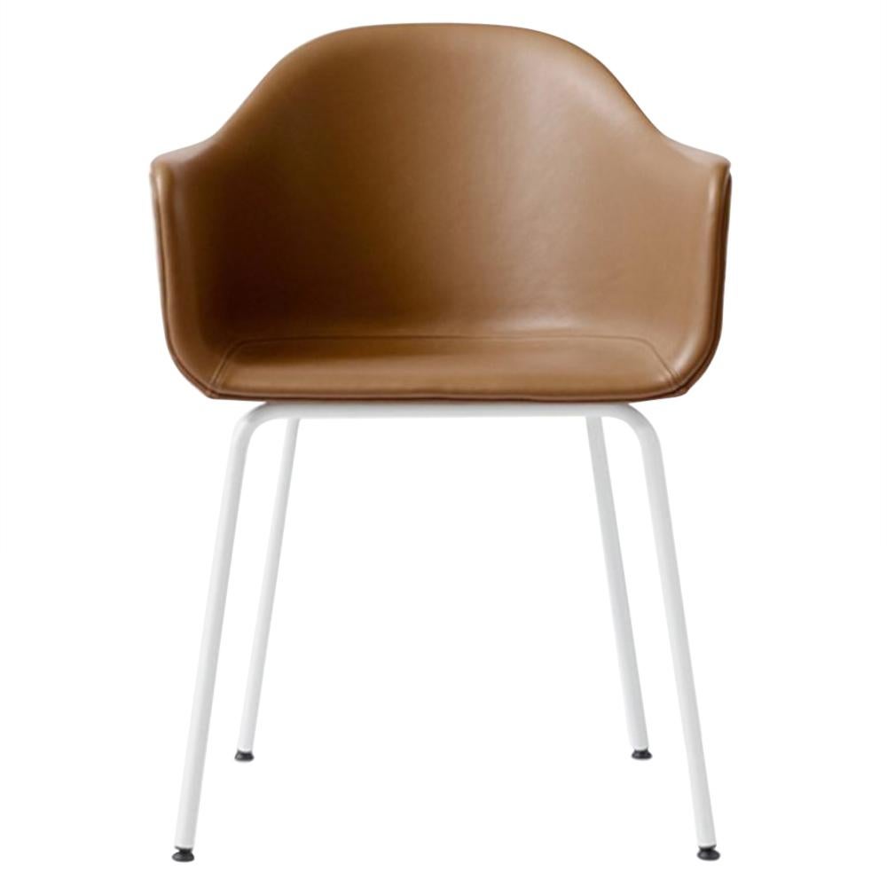 Harbour Chair, Legs in White Steel, Nevotex "Dakar" #0250 'Cognac' For Sale