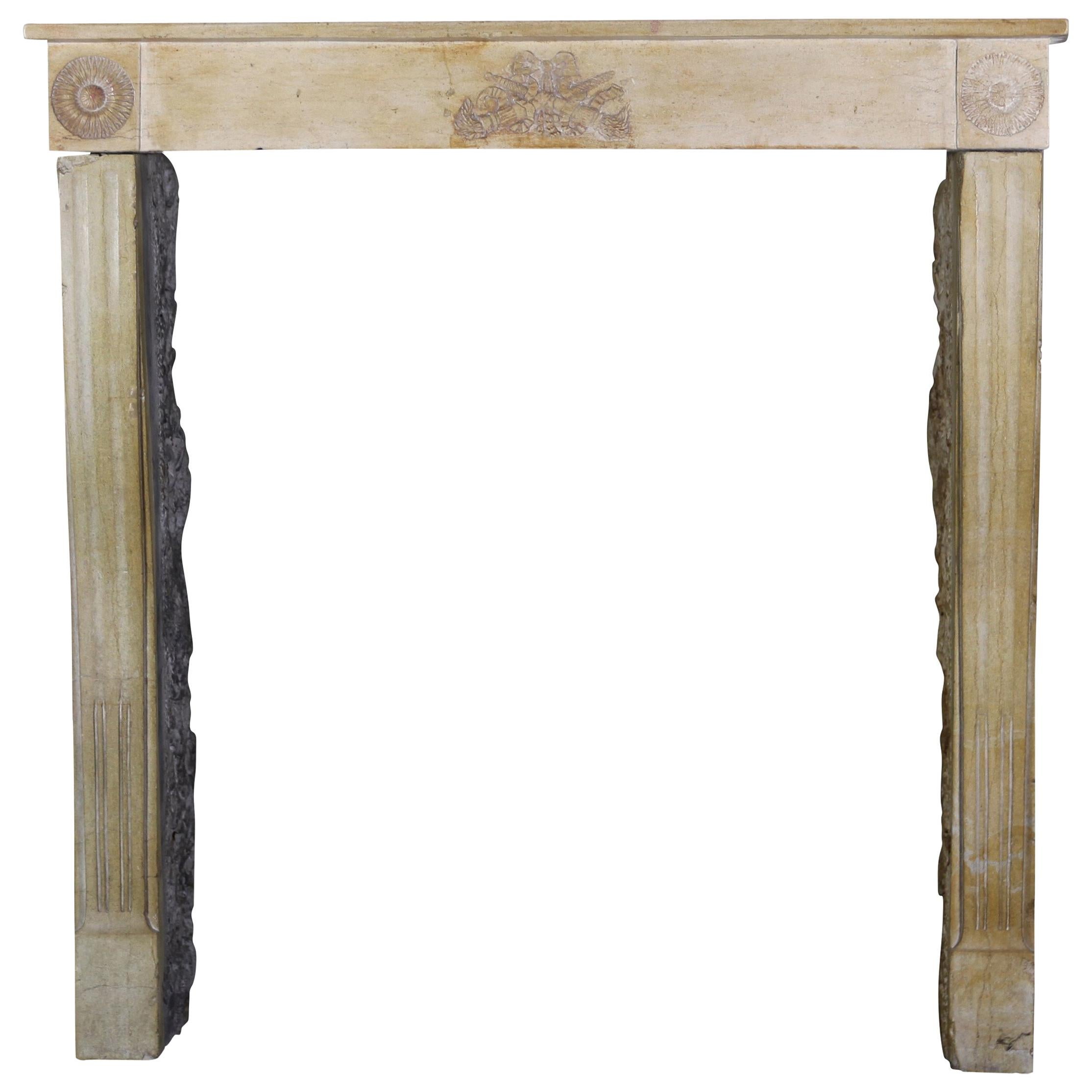 Small and Fine French Classic Original Antique Fireplace Surround in Stone For Sale