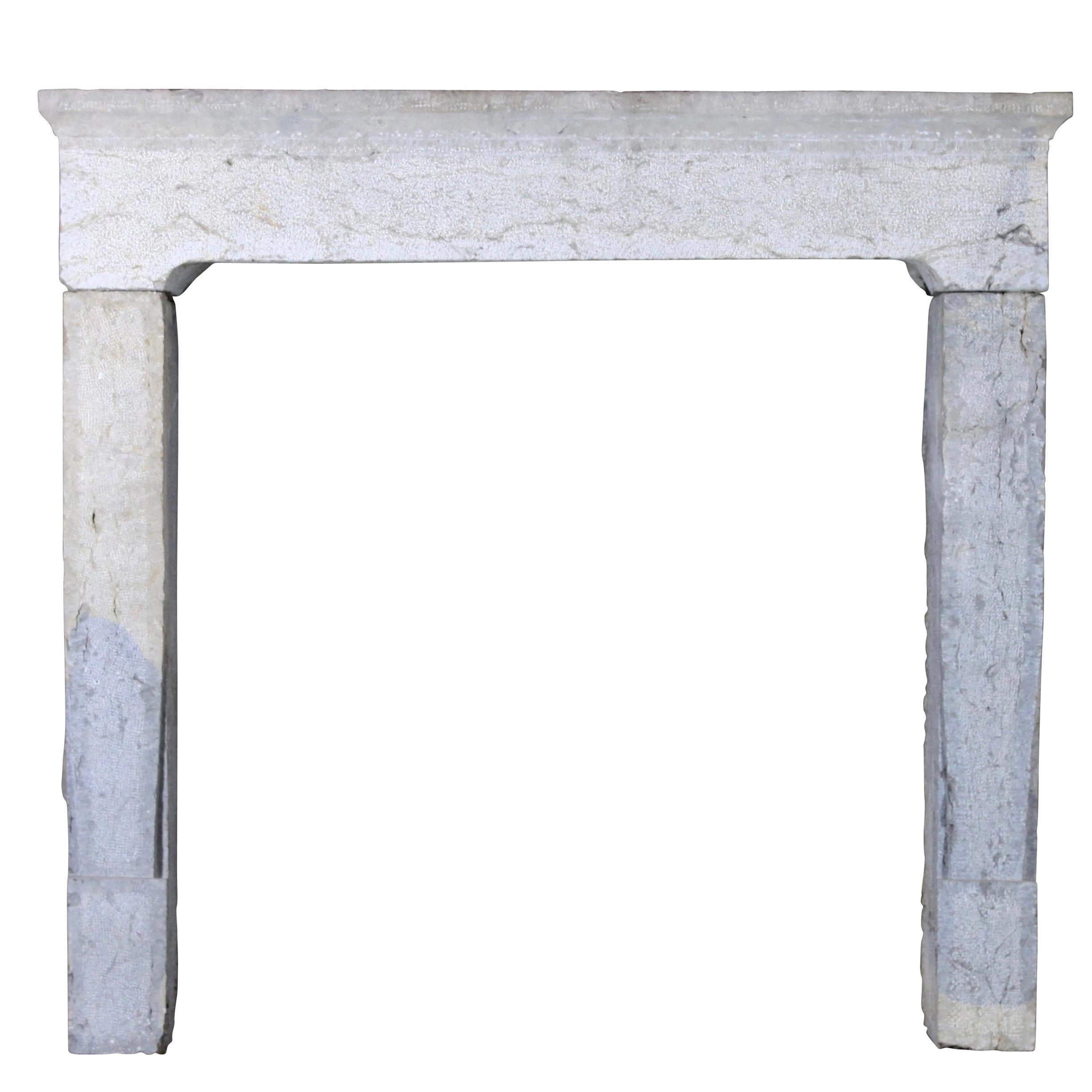 French Rustic Bicolor Stone Antique Fireplace Surround For Sale