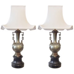Pair of 19th Century French Chinoiserie Lamps with Slate Bases