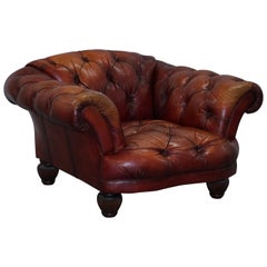 Tetrad Oskar Chesterfield Used Brown Leather Armchair Part of Suite