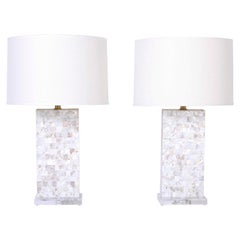 Pair of Midcentury Mother of Pearl Table Lamps