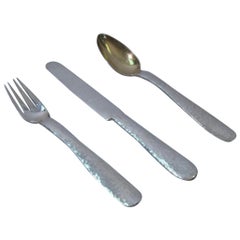 Antique Tiffany Craftsman Sterling Silver 3-Piece Youth Place Setting